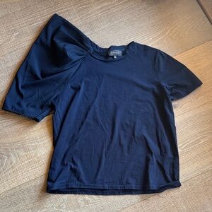 Gracia Navy Asymmetric Puff Sleeve Tee M exc